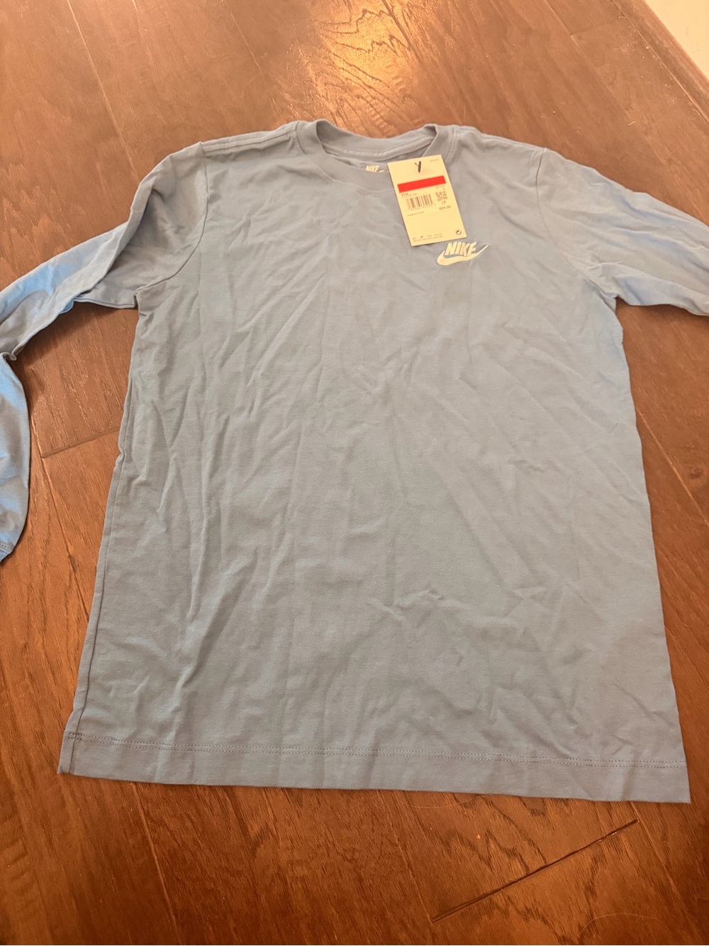 Nike Light Blue Long Sleeve Crew Tee with Chest Swoosh